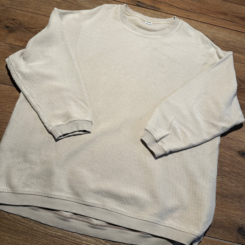 Aerie Tan Corded Oversized Sweatshirt Women Large